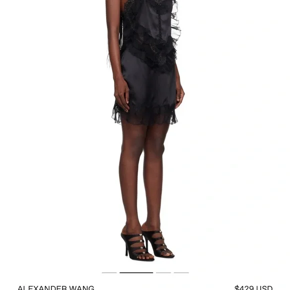 Alexander Wang black ruffle slip minidress - Picture 2 of 5